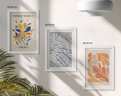 Tríptico com moldura Flores em estilo moderno com padrões abstratos