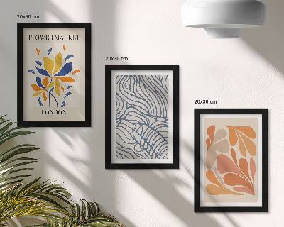 Tríptico com moldura Flores em estilo moderno com padrões abstratos