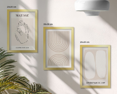 Conjunto de 3 quadros decorativos Linhas elegantes e formas minimalistas em tons neutros.