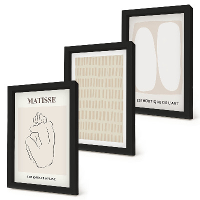 Conjunto de molduras com imagens Linhas e formas em tons de bege e branco.