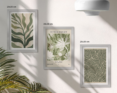 Conjunto de 3 quadros decorativos Estampas de plantas, decorações botânicas, estilo boho