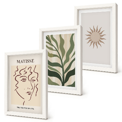 Conjunto de molduras com imagens Padrões e linhas abstratas de plantas em cores suaves.