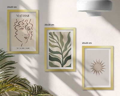 Conjunto de molduras com imagens Padrões e linhas abstratas de plantas em cores suaves.