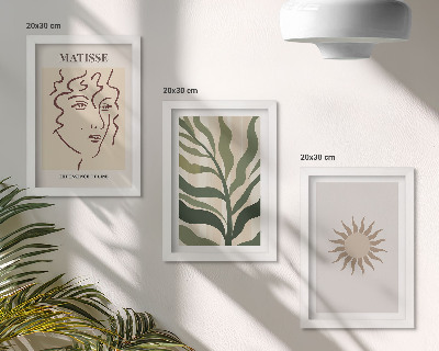 Conjunto de molduras com imagens Padrões e linhas abstratas de plantas em cores suaves.