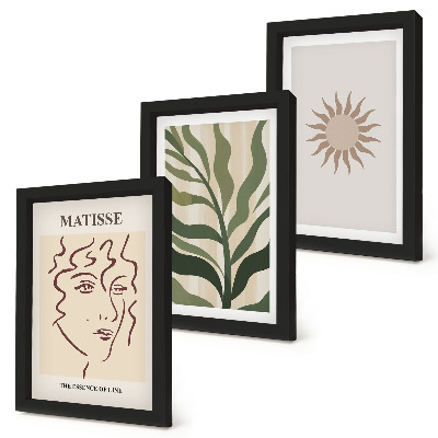 Conjunto de molduras com imagens Padrões e linhas abstratas de plantas em cores suaves.