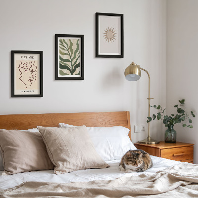 Conjunto de molduras com imagens Padrões e linhas abstratas de plantas em cores suaves.