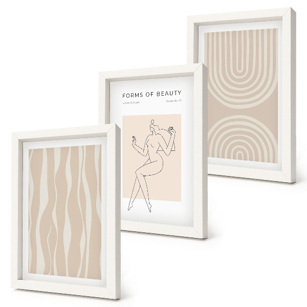 Conjunto de 3 quadros decorativos Padrões abstratos, decorações boho delicadas