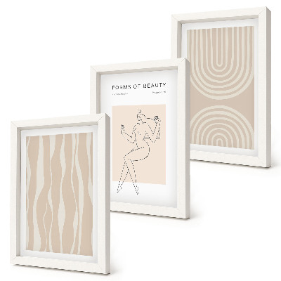 Conjunto de 3 quadros decorativos Padrões abstratos, decorações boho delicadas