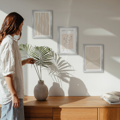 Conjunto de 3 quadros decorativos Padrões abstratos, decorações boho delicadas