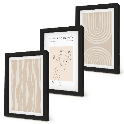 Conjunto de 3 quadros decorativos Padrões abstratos, decorações boho delicadas