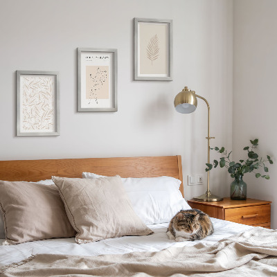 Tríptico com moldura Motivos minimalistas de design botânico