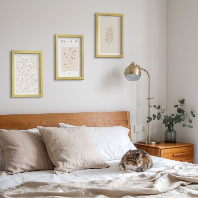 Tríptico com moldura Motivos minimalistas de design botânico