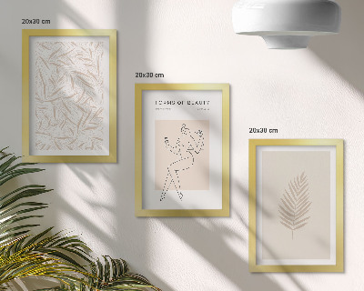 Tríptico com moldura Motivos minimalistas de design botânico