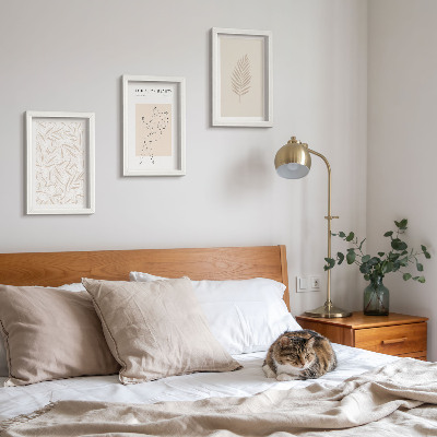 Tríptico com moldura Motivos minimalistas de design botânico
