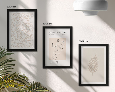 Tríptico com moldura Motivos minimalistas de design botânico