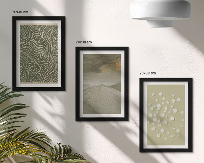 Conjunto de 3 quadros decorativos Padrões ondulados e abstratos com flores boho.