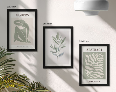 Tríptico com moldura Plantas boho em aquarela com design Matisse