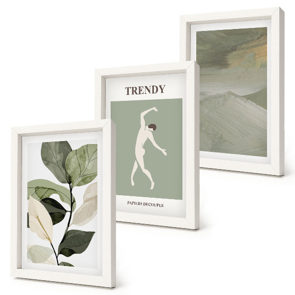 Conjunto de molduras com imagens Padrões de plantas com silhuetas e formas abstratas