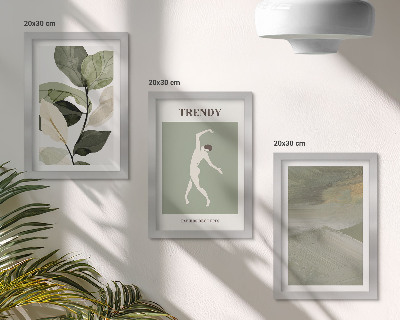 Conjunto de molduras com imagens Padrões de plantas com silhuetas e formas abstratas