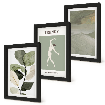 Conjunto de molduras com imagens Padrões de plantas com silhuetas e formas abstratas