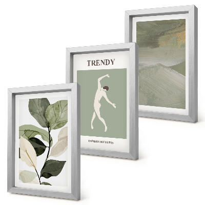 Conjunto de molduras com imagens Padrões de plantas com silhuetas e formas abstratas