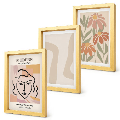Tríptico com moldura Mulher em estilo moderno com padrões abstratos