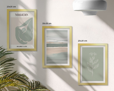 Conjunto de 3 quadros decorativos Formas abstratas em tons pastel com plantas