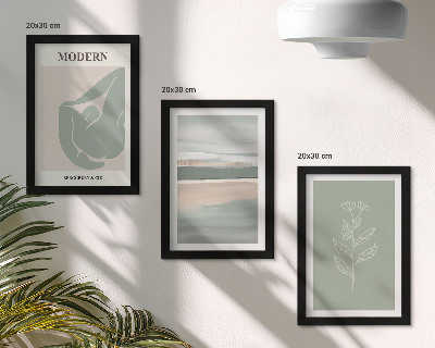 Conjunto de 3 quadros decorativos Formas abstratas em tons pastel com plantas