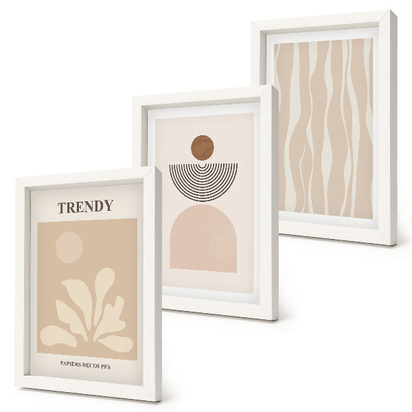 Conjunto de molduras com imagens Composições abstratas elegantes em tons de bege.