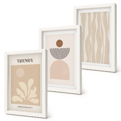 Conjunto de molduras com imagens Composições abstratas elegantes em tons de bege.