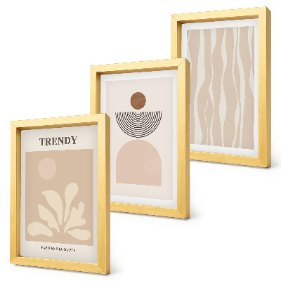 Conjunto de molduras com imagens Composições abstratas elegantes em tons de bege.