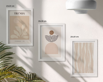 Conjunto de molduras com imagens Composições abstratas elegantes em tons de bege.