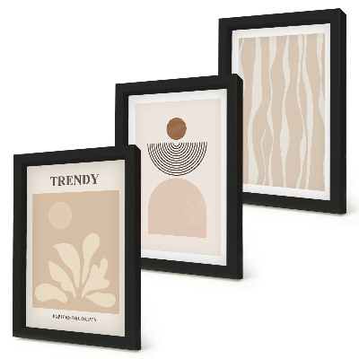 Conjunto de molduras com imagens Composições abstratas elegantes em tons de bege.