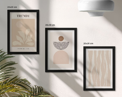 Conjunto de molduras com imagens Composições abstratas elegantes em tons de bege.
