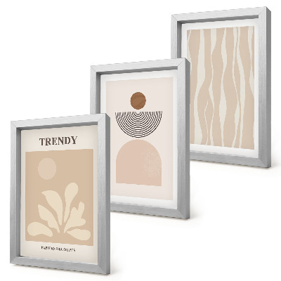 Conjunto de molduras com imagens Composições abstratas elegantes em tons de bege.