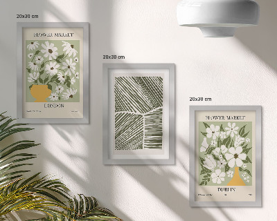 Tríptico com moldura Padrões florais, linhas abstratas de Londres e Dublin