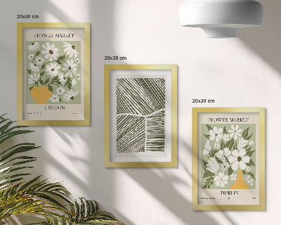 Tríptico com moldura Padrões florais, linhas abstratas de Londres e Dublin