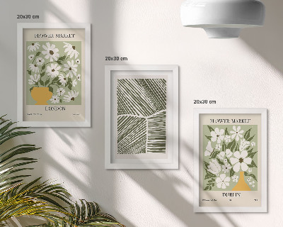 Tríptico com moldura Padrões florais, linhas abstratas de Londres e Dublin
