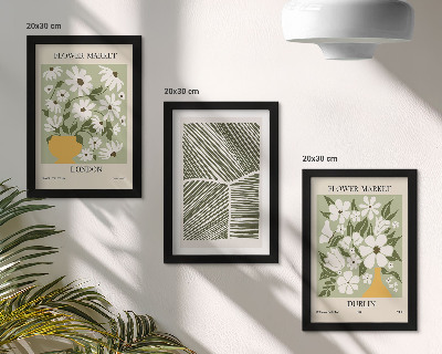 Tríptico com moldura Padrões florais, linhas abstratas de Londres e Dublin