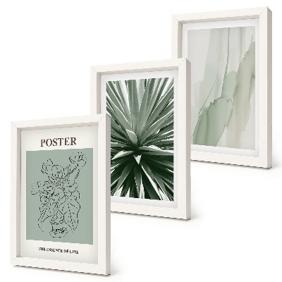 Conjunto de molduras com imagens Padrões de plantas em tons de verde e bege