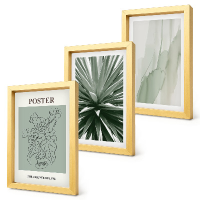 Conjunto de molduras com imagens Padrões de plantas em tons de verde e bege