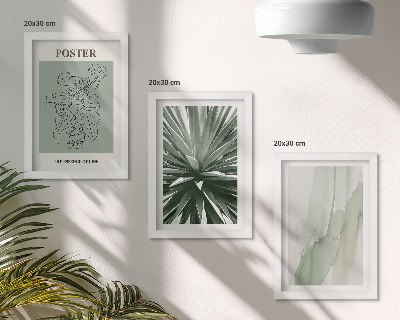 Conjunto de molduras com imagens Padrões de plantas em tons de verde e bege