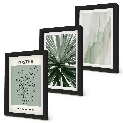 Conjunto de molduras com imagens Padrões de plantas em tons de verde e bege