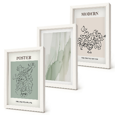 Tríptico com moldura Flores em um vaso em estilo moderno e minimalista.
