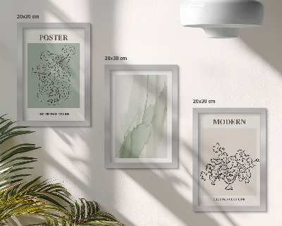 Tríptico com moldura Flores em um vaso em estilo moderno e minimalista.