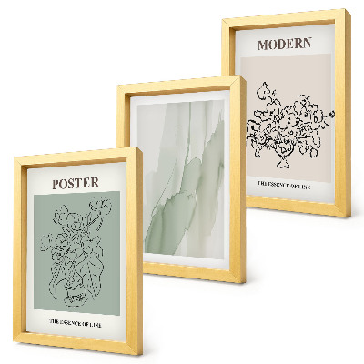 Tríptico com moldura Flores em um vaso em estilo moderno e minimalista.