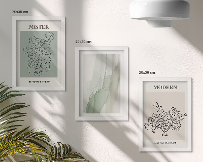 Tríptico com moldura Flores em um vaso em estilo moderno e minimalista.