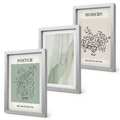 Tríptico com moldura Flores em um vaso em estilo moderno e minimalista.