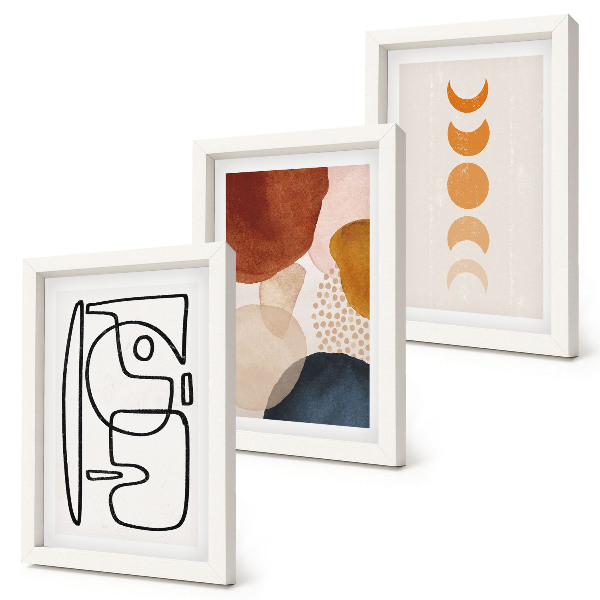 Conjunto de molduras com imagens Decorações da moda com formas e cores abstratas