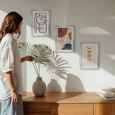 Conjunto de molduras com imagens Decorações da moda com formas e cores abstratas